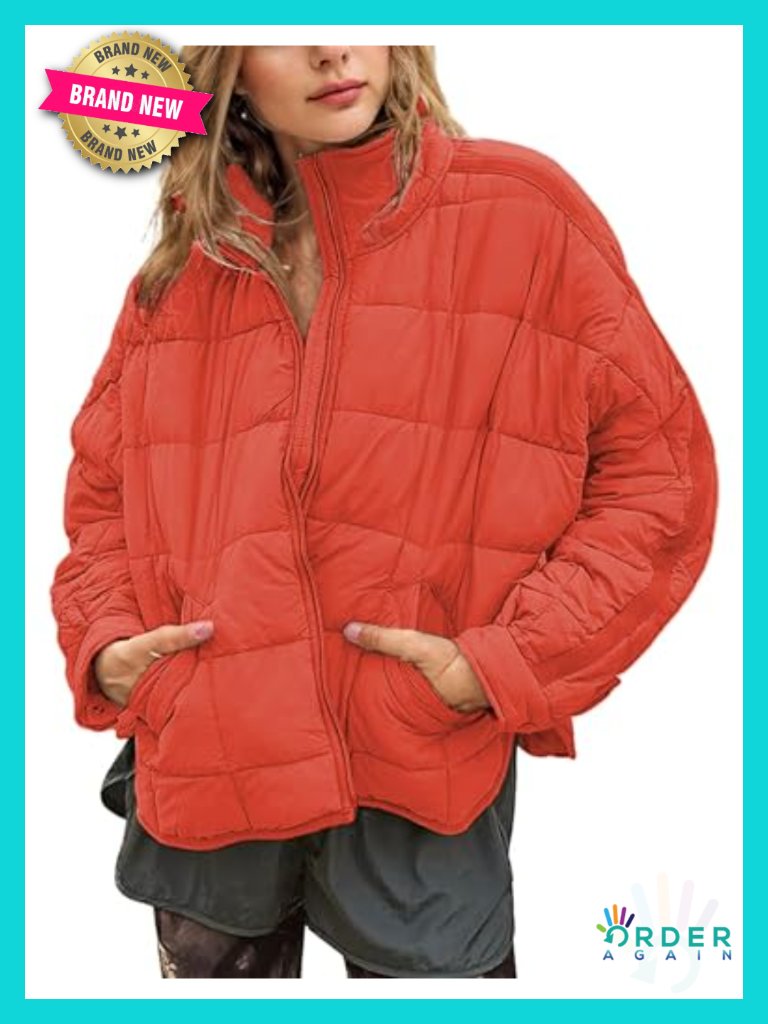 Women's Quilted Puffer Jacket Zip Up Oversized Lightweight Padded Down Coat
